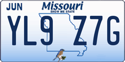 MO license plate YL9Z7G