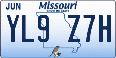 MO license plate YL9Z7H