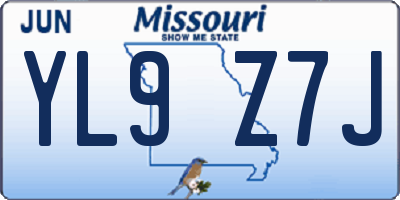 MO license plate YL9Z7J