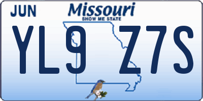 MO license plate YL9Z7S
