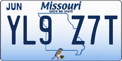 MO license plate YL9Z7T