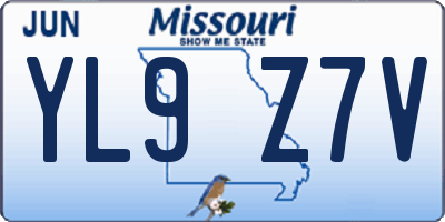 MO license plate YL9Z7V