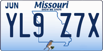 MO license plate YL9Z7X