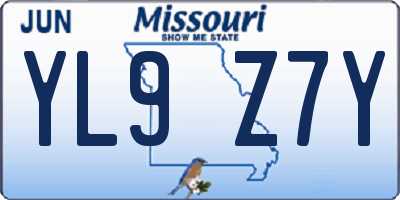 MO license plate YL9Z7Y