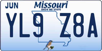 MO license plate YL9Z8A