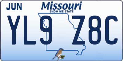 MO license plate YL9Z8C