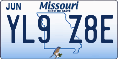 MO license plate YL9Z8E