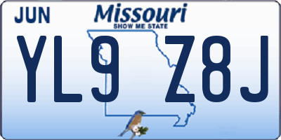 MO license plate YL9Z8J