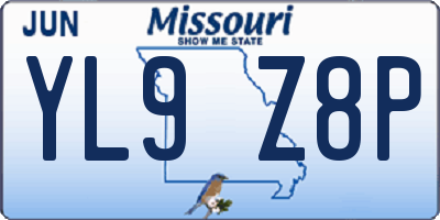MO license plate YL9Z8P