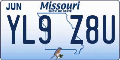MO license plate YL9Z8U