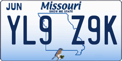 MO license plate YL9Z9K