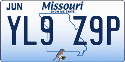 MO license plate YL9Z9P