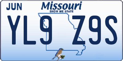 MO license plate YL9Z9S