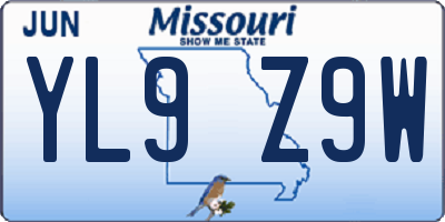 MO license plate YL9Z9W
