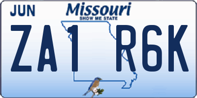 MO license plate ZA1R6K