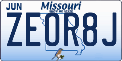 MO license plate ZEOR8J