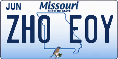 MO license plate ZH0E0Y