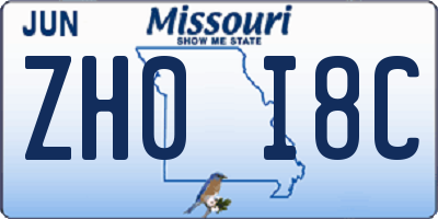 MO license plate ZH0I8C