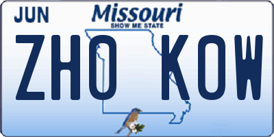 MO license plate ZH0K0W