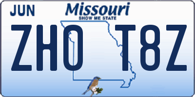MO license plate ZH0T8Z