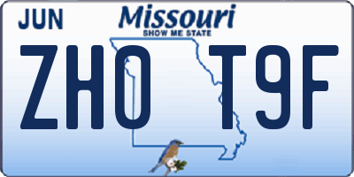 MO license plate ZH0T9F