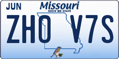 MO license plate ZH0V7S