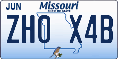 MO license plate ZH0X4B