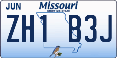 MO license plate ZH1B3J