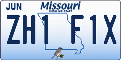 MO license plate ZH1F1X