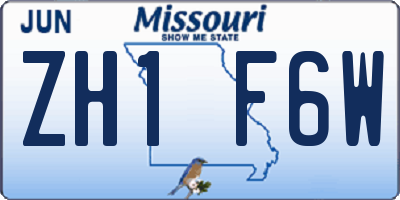 MO license plate ZH1F6W