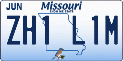 MO license plate ZH1L1M