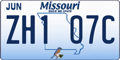MO license plate ZH1O7C