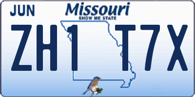 MO license plate ZH1T7X
