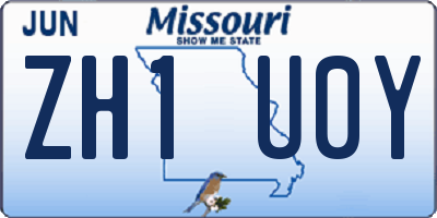 MO license plate ZH1U0Y