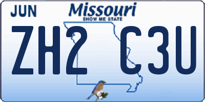 MO license plate ZH2C3U