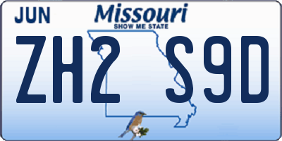 MO license plate ZH2S9D
