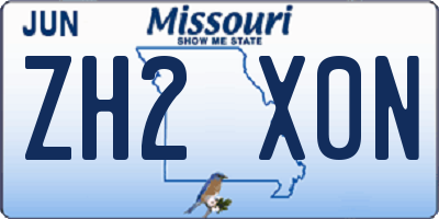 MO license plate ZH2X0N