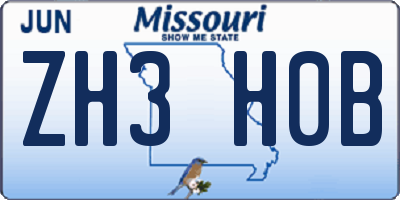 MO license plate ZH3H0B