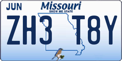 MO license plate ZH3T8Y