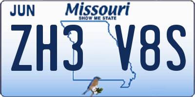 MO license plate ZH3V8S