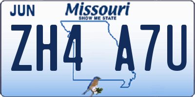 MO license plate ZH4A7U