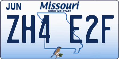 MO license plate ZH4E2F
