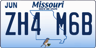 MO license plate ZH4M6B