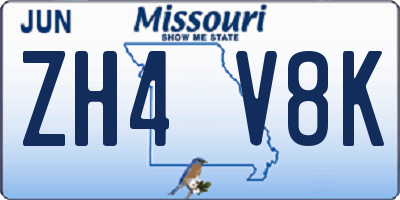 MO license plate ZH4V8K