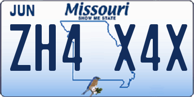 MO license plate ZH4X4X