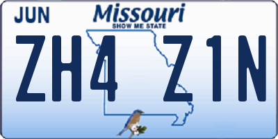 MO license plate ZH4Z1N