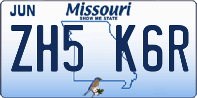 MO license plate ZH5K6R