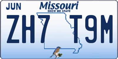 MO license plate ZH7T9M