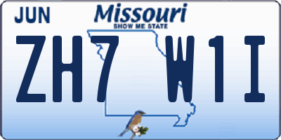 MO license plate ZH7W1I