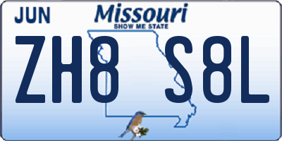 MO license plate ZH8S8L
